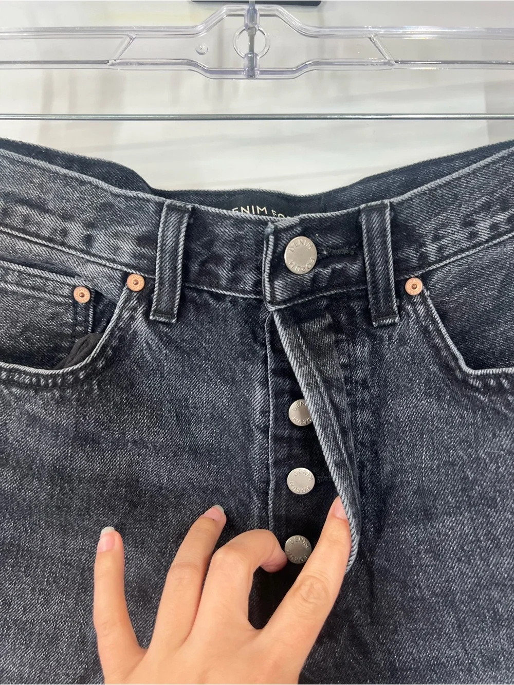 Denim Forum Aritzia The Farrah Denim Shorts Button Fly
